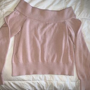 Pink off the shoulder crop sweater